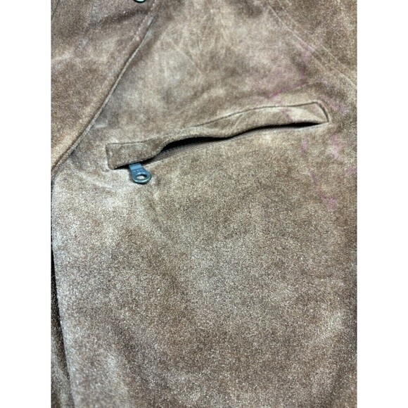 Rainforest Suede Coat Jacket Brown Large Zipper Snap Closure Drawstring Waist - Picture 5 of 16
